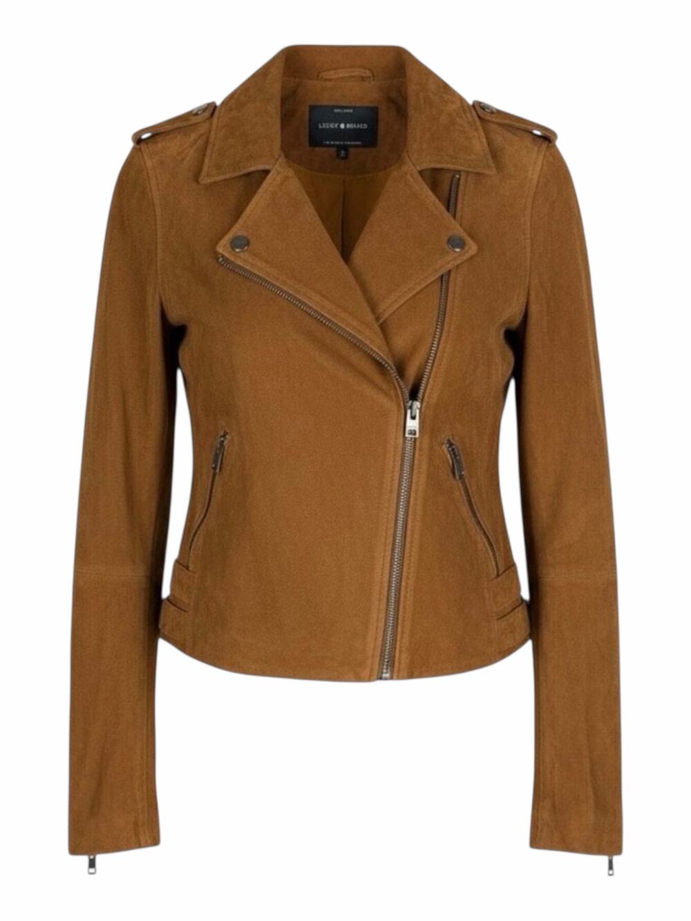 Lucky Brand Goat Suede Asymmetrical Zip Moto Jacket Brown Size XS